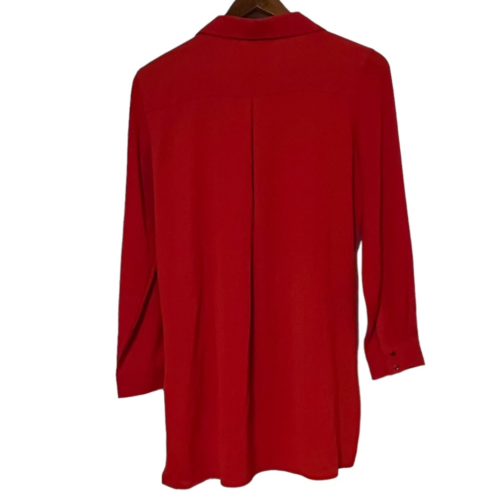 Cupio Red Button-Front Long Sleeve Tunic Blouse - Picture 5 of 11